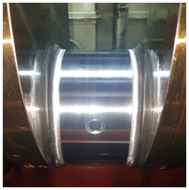 Crankpin of Yanmar Diesel Generator  after grinding and repair of radius fillet